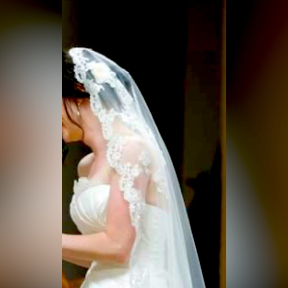 Beautiful lace tulle mantilla veil with comb